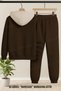 Unisex Beige Hooded Brown Cardigan Brown Bottom Sweatpants Set Zipped 3-Yarn Winter 100% Cotton - 2