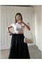Women's Poplin Fabric Elastic Waist Double Pocket Long Skirt - 3