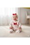 Cotton Heart Printed Bowknot 3-Piece Baby Girl Set