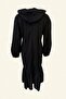 Leaf Motif Black Shirt Dress - 3