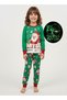 Unisex Green Santa Glow Christmas Pajama Set Kids