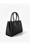 Women's Black Faux Leather Zippered 3-Compartment Adjustable Strap Hand and Shoulder Bag - 3