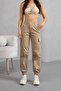 Women's High Waist Elastic Leg Jogger Cargo Pocket Trousers - 2