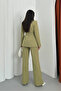 Women's double belted blazer jacket pants set - 4