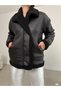 Women's Plush Detail Suede Coat (Colorful) - 2