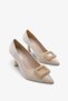 Lunvera Velvet Stone Buckle Women's Heeled Shoes Beige - 2