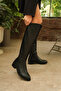 İsem Women's Genuine Leather Casual Boots - Black - 2