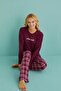 50902-54 Women's Sleep Mode Milan Fabric Long Sleeve Plaid Pajamas Set - 4