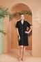 Women's Gold Detailed Striped Buttoned Short Sleeve Dress