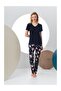Women's Short Sleeve V-Neck Floral Patterned Pajama Set - 4