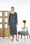 23245-2 Square Collar Long Sleeve Patterned Lycra Viscose Casual Dress - 7