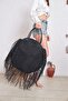 Brise Fleurie Hand Knitted Paper String Shoulder & Hand Bag |   Black | Lined | Daily, Special Occasion & Beach Use |