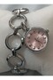 Women's Wristwatch with Dangle Chain Bracelet - Round Pink Dial, Stylish Design, Boxed, Gift