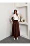 Filamlı Linen Skirted Trousers 8826 Brown - 4