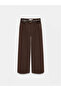 72093 100% Cotton Wide Leg Jeans with Stitching Detail - Brown - 6