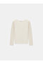 10836 Wool Blend Glitter Boat Neck Sweater-Cream - 6