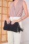 Emanuele Handmade Knitted Paper String Portfolio Bag |   Black |   Lined & Zippered |   Tassel Detailed |   Hand Knitting - 2