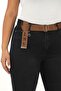 Plus Size Shaping / Sculpting Belted High Waist Flared Denim Women's Trousers - 3