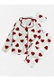Girls' 100% Cotton Suede Fabric White Heart Pattern Shirt Collar Buttoned Long Sleeve Winter Pajama Set - 2