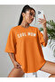 Women's Orange Cool Mom (White Printed) Maternity T-Shirt 100% Cotton - 3
