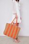 Milano Hand Knitted Paper String Shoulder & Hand Bag |   Kraft&Orange Striped |   Lined |   Daily and Beach Bag - 4