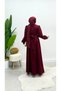 Balloon Sleeve Hijab Dress with Waist Tie - 8