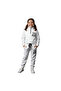 Girl's White Printed Crop Tracksuit Set – Cotton, Elastic, Pockets