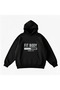 Makiteks Black Cotton Unisex Pocketed Hooded Relaxed Cut Fit Body Printed Sweatshirt