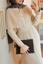 Pleated Long Knitwear Hijab Dress with Cape Detail - 2