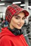 Red Plaid Pattern Hijab Hat