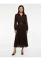 Buttoned Belt Detail Long Sleeve Midi Shirt Dress - 2