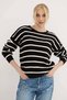 Comfortable Crew Neck Striped Black Women's Sweater 25K0477K1 - 3