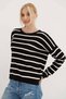Comfortable Crew Neck Striped Black Women's Sweater 25K0477K1