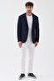 Takiro Men's Navy Blue Stretching Fabric Slim Fit Mono Collar Sports Blazer Jacket - 6