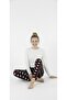 Black Red White Heart Pattern Comfortable and Soft Winter Fleece Women's Pajama Bottoms - 2