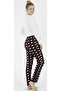 Black Red White Heart Pattern Comfortable and Soft Winter Fleece Women's Pajama Bottoms - 3
