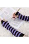 Cut-Finger Double Purple Black Striped Sleeve Gloves - 8