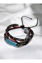 Spring Themed Wood, Metal and Bead Embroidered Leather & Rope Wrapped Adjustable Bracelet - 6