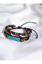 Spring Themed Wood, Metal and Bead Embroidered Leather & Rope Wrapped Adjustable Bracelet - 4