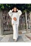 Balloon Sleeve Wide Leg Bottom Top Women's Knitwear Hijab Set - 8