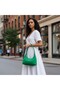 Women's Green Quilted Patterned Baguette Shoulder Bag, Hand and Shoulder Bag Suitable for Daily Use - 3