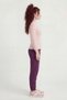 Women's Stand Collar Long Sleeve T-shirt Pink Melange - 3