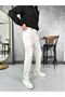 Men's White Single Button Detailed Italian Cut Pleated Trousers - 3