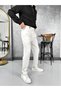 Men's White Single Button Detailed Italian Cut Pleated Trousers - 7