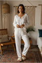 Women's Muslin Top and Bottom Pajama Set - Organic Bohemian Concept Loose Fit - 3
