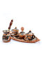 6-Person Embroidered Copper Cup Set, Set (Tray Turkish Delight Bowl, 6 Cups, 6-Person Coffee Pot) - 2