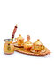 2-Person Embroidered Copper Cup Set, Set (Tray Turkish Delight Bowl, 2 Cups, 2-Person Coffee Pot) - 2