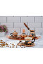 6-Person Embroidered Copper Cup Set, Set (Tray Turkish Delight Bowl, 6 Cups, 6-Person Coffee Pot) - 3