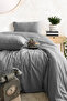 Double Striped Satin Duvet Cover Set Anthracite |   Comfortable Fabric - 3