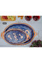 عرض شاي وقهوة نحاسي سميك بيضاوي مقاس 31 × 44 سم، مطرز بمقبض نحاسي، صينية تقديم - 5